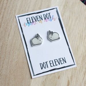 Tumblr Pixel Bunny Rabbit Easter Stud Earrings